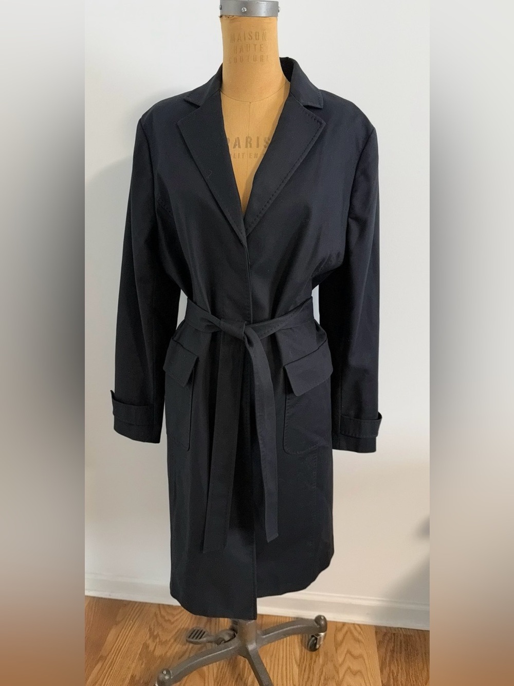 Brooks Brothers Women’s Classic Belted Trench Coat Black lined Size 14